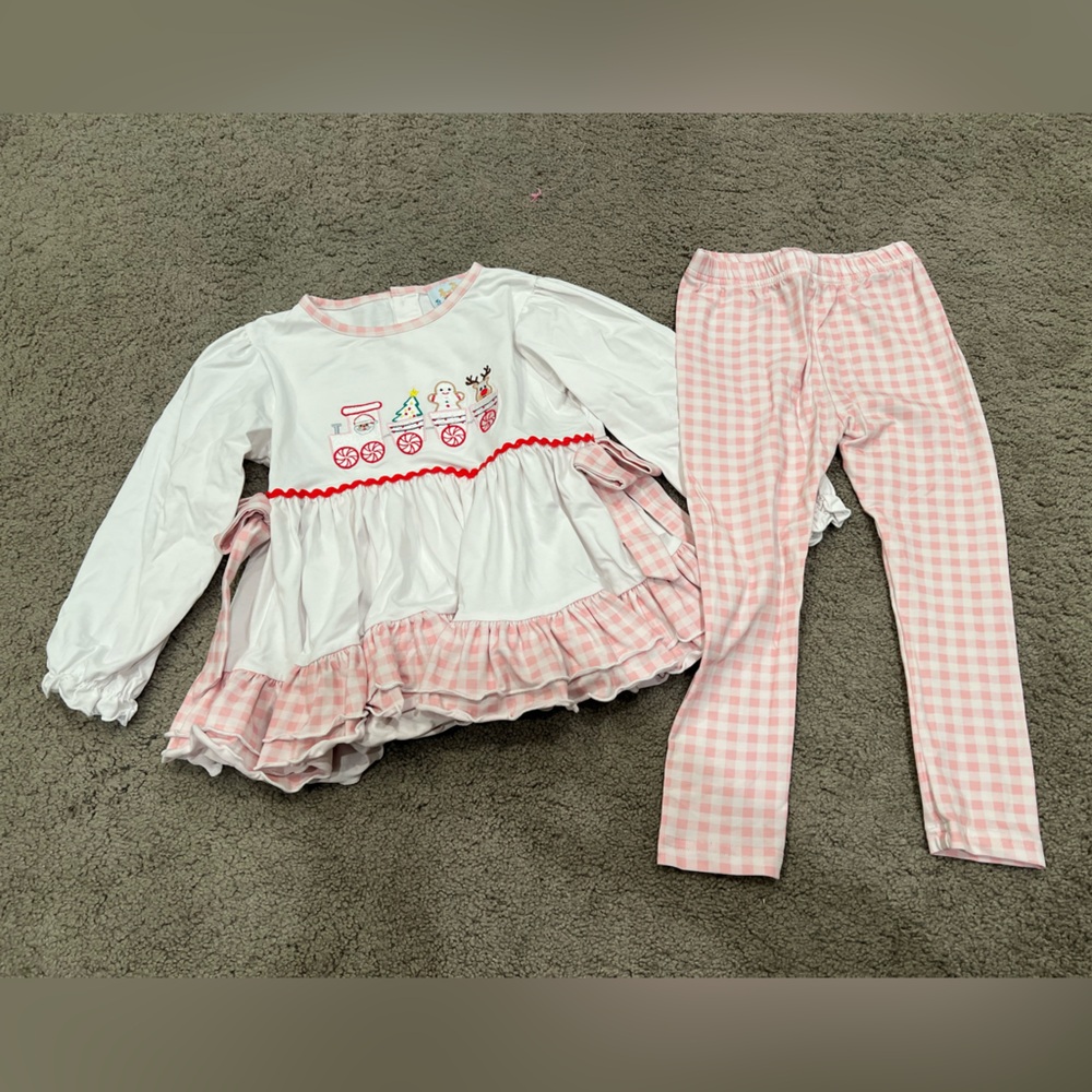 Busy Bee Smocks Christmas Train Pants Set